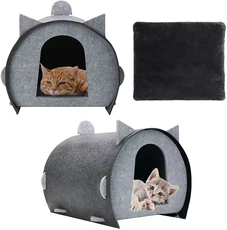 Folding tent semi-enclosed felt pet house - Alozaii