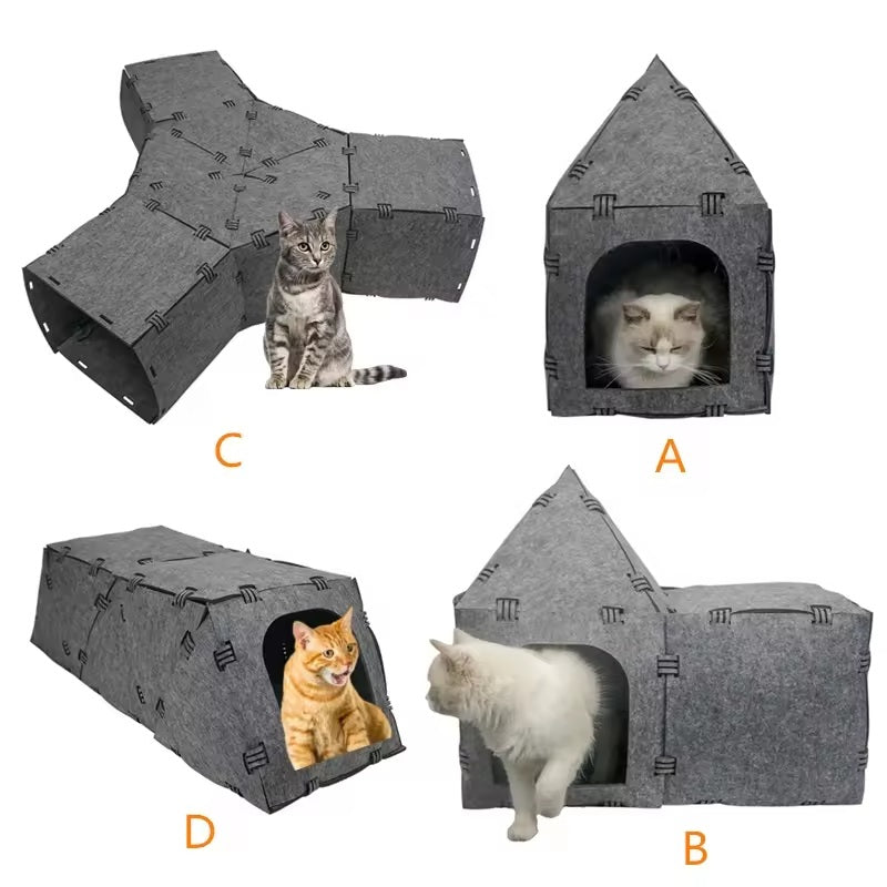 Detachable felt tunnel cat nest - Alozaii