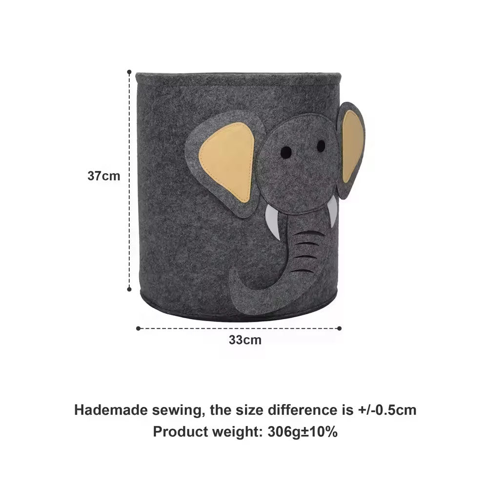 Elephant pattern foldable felt laundry basket - Alozaii