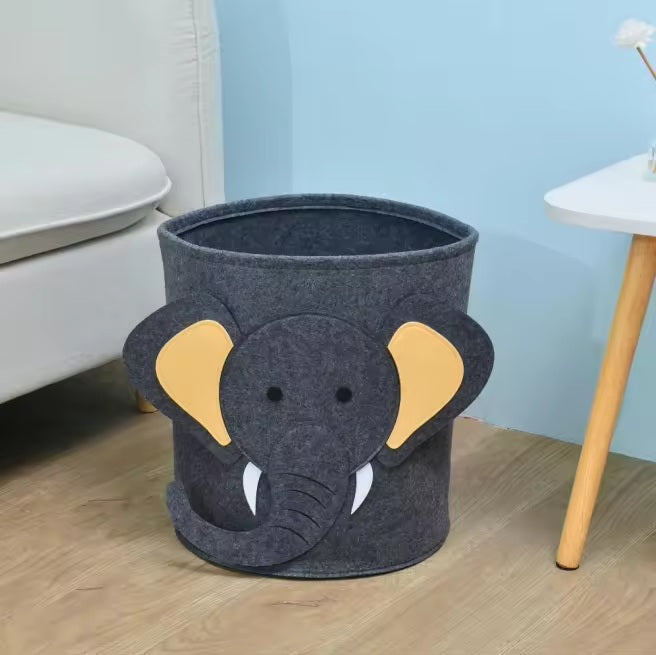 Elephant pattern foldable felt laundry basket - Alozaii