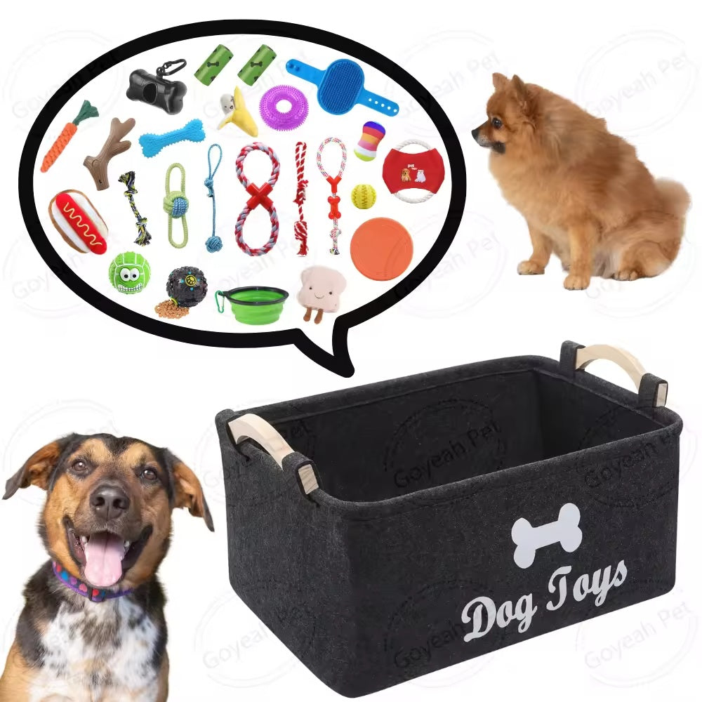 Personalized pet felt toy storage basket - Alozaii