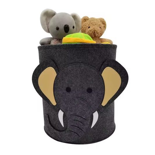 Elephant pattern foldable felt laundry basket - Alozaii