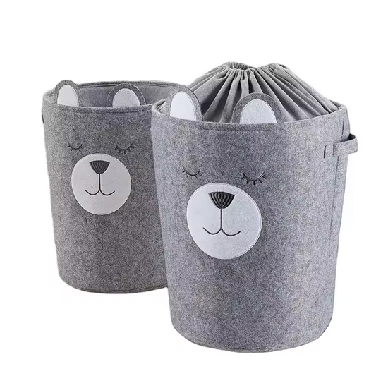 Laundry basket with drawstring felt storage frame - Alozaii