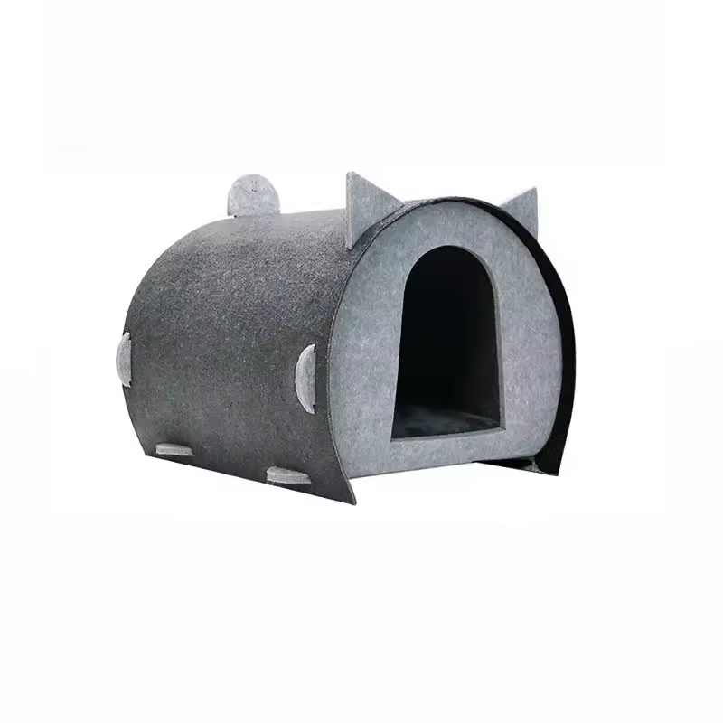 Folding tent semi-enclosed felt pet house - Alozaii
