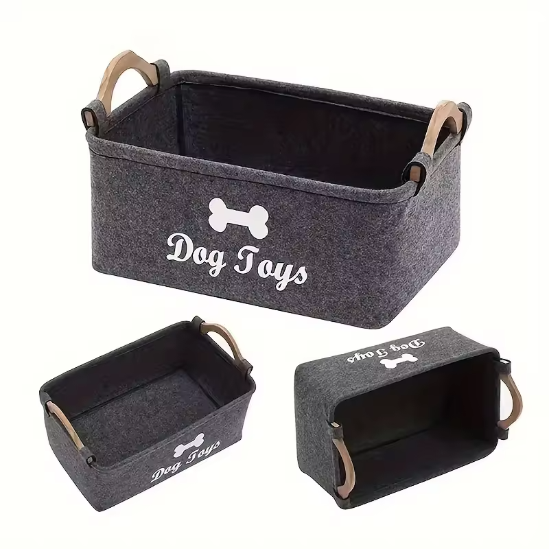 Personalized pet felt toy storage basket - Alozaii