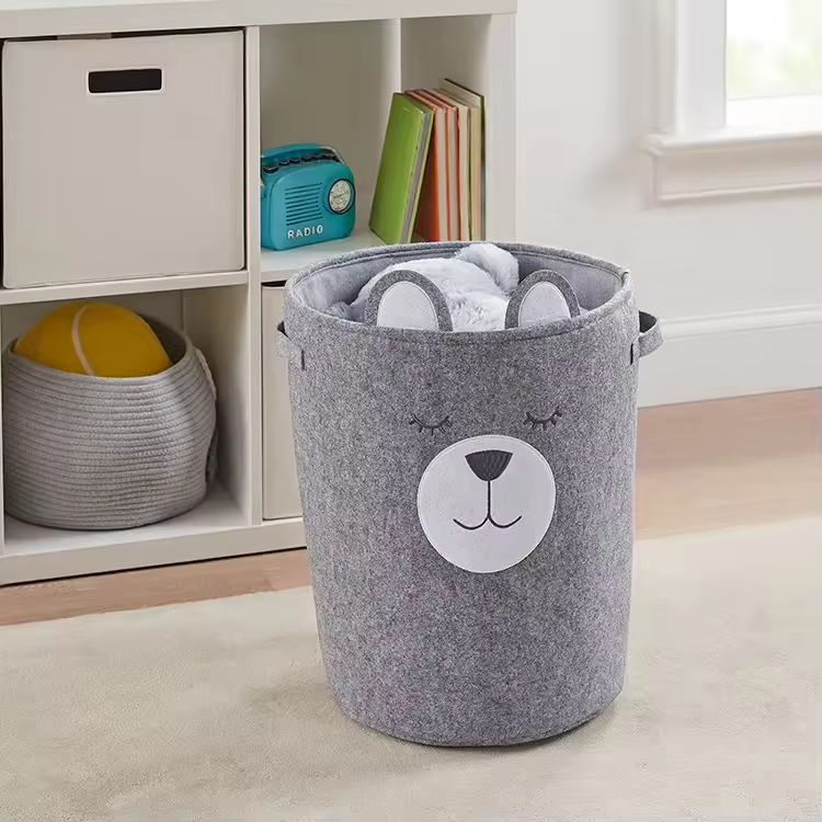 Laundry basket with drawstring felt storage frame - Alozaii