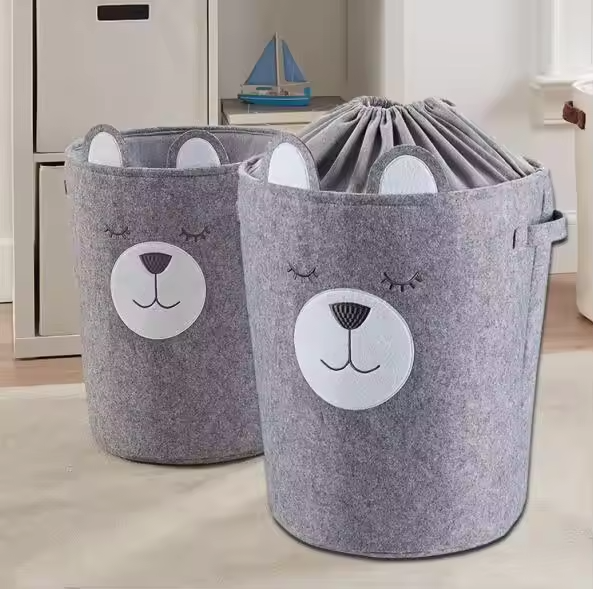 Laundry basket with drawstring felt storage frame - Alozaii