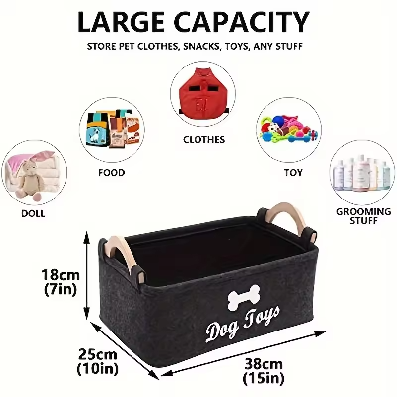 Personalized pet felt toy storage basket - Alozaii